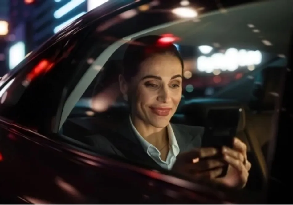 Woman inside a car